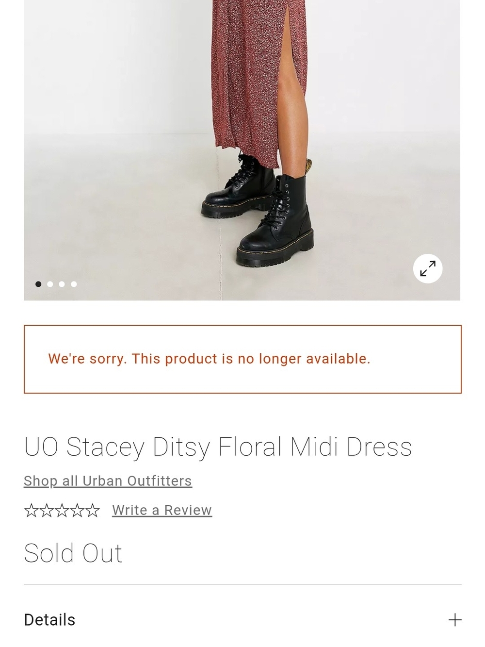 UO Stacey Ditsy Floral Midi Dress - Rust Floral